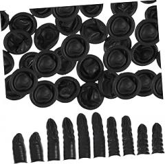 PartyKindom 200pcs Anti-Static Rubber Finger Covers Durable Elastic Finger Protectors for Daily Use Electronics Assembly Crafts and More Black
