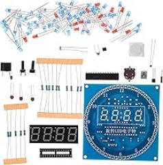 DIY Led Electronic Clock Kit with Brightness Rotatable Design Temperature Sensor for Learning Electronics and Soldering Practice