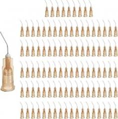uxcell 200 Pcs Pre Bent Dispensing Needle Tips, 26 Gauge Stainless Steel 45 Degrees Bent Dispensing Tips 0.5