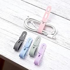 20 Pcs Silicone Cable Ties Data Cable Organizer with Locking Buckles, Reusable Adjustable High Elasticity Silicone Cord Ties for Charging Cables Electrical Electronics Cord Organizers