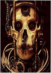 3dRose 15x22 Hand Towel - Dark Fantasy Steampunk Skull and Mechanical, Electronic Gear Art Alexis Design - Skull