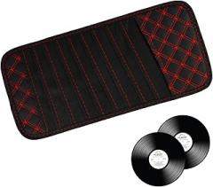 DVD Vehicle Visor, Large Capacity CD Visor Case, Waterproof Car Sunvisor CD Bag, Large Capacity Car DVD Holder, Universal Auto Parts (Red Line)