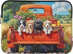 Puppy Red Truck Laptop Sleeve 14 Inch Laptop Cases Portable Electronic Device Cover