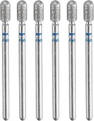 HARFINGTON 6pcs 120-140 Grits Diamond Grinding Bit 3.5mm Cylindrical Ball Head 2.35mm Shank 3.5mm Length Stone Sanding Drill Bits Rotary Tool for Ceramic Glass Nails Grinding Polishing, Blue