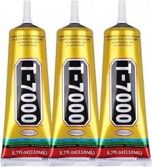 T7000 Glue Black for Cell Phone Repair, Waterproof 3Pcs 110ML(3.7oz) T-7000 Adhesive with Precision Tip Electronics Components LCD TV Display Screen Soft Elastic Frame Case Back Cover Silicone Sealant