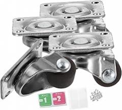 GLEAVI 4pcs Heavy Duty Swivel Caster Wheels Top Plate Soft Mini Casters for Furniture and Electronic Instruments Easy Installation Smooth Mobility