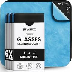 EVEO Glasses Cleaning Cloth - (6 Pack) Lens Cleaning Cloth Glasses Cleaner - Microfiber Cloth for Glasses Microfiber Cloth Eyeglass Cleaner, Screen Cleaner, Camera, Eyeglasses, VR/AR -Black & Blue