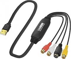 XMSJSIY USB 2.0 Audio Video Capture Card S Video RCA to USB Digital Grabber Recorder CVBS VHS VCR to Digital Converter for DVD Player,Laptop,PC,Tape Recording -1.2M/3.9FT (S-video+3 RCA Female to USB)
