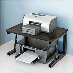 Bookshelf Small Desktop Bookshelf Office Storage Rack Printer Stand Desktop Double Layer Multifunctional Office Desk Storage Rack Save Space L48×D30×H27cm Shelves (Black Walnut Color 48x30x27cm)