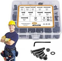 Nut and Bolt Set | 205-Piece Stainless Steel Hardware - Replacement Screws Kit with Wrench | for Furniture Machinery Automotive Electrical Electronics Home Appliances