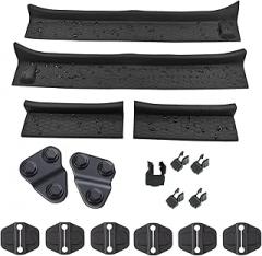 Door Lock Decoration Cover Buckle Door Screw Protector Cover Limit Strap Hinges Footman Loop Bracket Cover and oor Sill Guards Kit for Wrangler JL JLU Gladiator JT