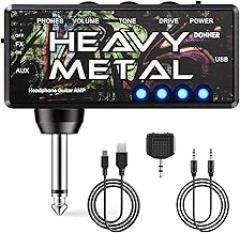 Donner Guitar Headphone Amp Heavy Metal USB Rechargeable Mini Pocket Headphone Amplifier for Electric Guitar