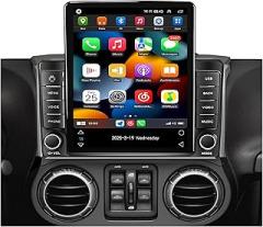 Android 14 Radio for Jeep Wrangler JK Rubicon 2007-2018 Stereo Upgrade Tesla Style 4GB+32GB Head Unit 9.7 Inch Touchscreen Multimedia Player GPS Navigation FM BT Receiver with Carplay Android Auto