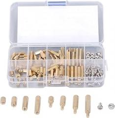 Jeanoko 120Pcs M3 Brass Standoff Kit Hex Screw Nut Kit with Standard Hex Size for Automobiles Electronics Equipment