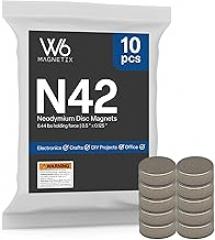 Strong Neodymium Disc Magnets, N42, Plated, 0.5 in x 0.125 in, 6.44 lbs Holding Force, for Use On Electronics, Sensors, and Crafts, Pack of 10