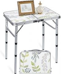 RedSwing 2ft Portable Camping Table, Adjustable Height Aluminum Foldable Table with Carry Handle, Lightweight Outdoor Indoor Picnic Samll Card Table for Camping, BBQ, Beach, Hiking