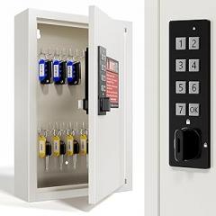 Grimtron 40 Keys Electronic Key Lock Box for Keys with Code, Private/Public/Password Hiding Mode Beige Key Cabinet Wall Mount for Keys Management, Key Storage, Gifts for Men and Women