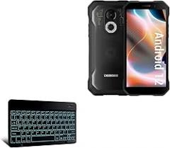 BoxWave Keyboard Compatible with Doogee S61 Pro - SlimKeys Bluetooth Keyboard - with Backlight, Portable Slim LED 7 Colors - Jet Black