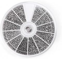 Cnkaka036 12 Kinds of Stainless Steel Small Screws Nut Assortments Kits Electronics Repair Kit (Metric: M1/M1.2/M1.4/M2.0)(1000Pcs/Pack)