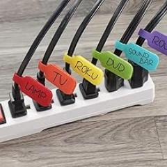 24 Pieces Multi-Color Electronic Cable Identification Tags Write On Cord Labels for Computers Management Writable Wire Tags for Electronics Self-Adhesive Nylon Wrap-It Cable Label