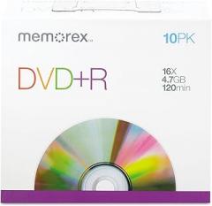 DVD Discs, 4.7GB, 16x, w/Slim Jewel Cases, Silver, 10/Pack 10 CDs in Jewel Cases