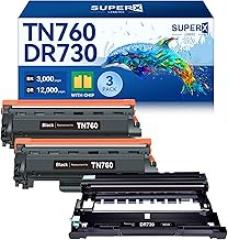 LEMERO SUPERX Compatible Toner Cartridge Replacement for Brother TN760 Toner and DR730 Drum Unit TN760 Black Toner dr-730 for HL-L2350DW MFC-L2750DW Printer (2 TN760 Toner, 1 DR730 Drum Unit, 3 Pack)