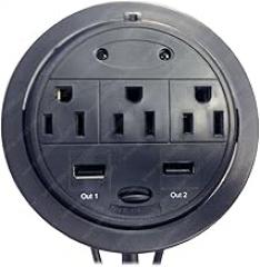 Power Tap Grommet with Hidden Power Center w/ 3 Power and 2 USB