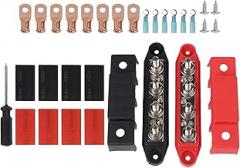 12V–48V Battery Power Distribution Block with M8 Bus Bar Terminals for RV, Marine, Caravan & Truck Electrical Systems – 250A DC Bus Terminal Block, Plastic Housing, 4-Port Wiring