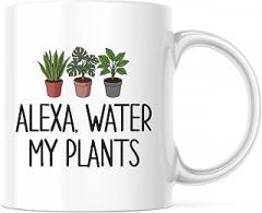 Alexa, Water My Plants Mug - 11 Ounce Coffee Mug - Funny Electronics - Premium Quality Ceramic - Design Printed On Both Sides - Made in USA - PLDFM1697