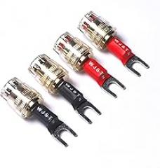 WJSTN 4PACK Full Copper Multi-Function Y/U-Type Plug to Female Banana Plug Adapter, Fits Bare Wires/4mm Banana Plugs/Braided Banana Plugs, for Vintage Speakers/Electronic Devices (Y/U-Type small Plug)