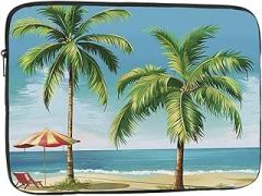 Tropical Palm Tree Printed Laptop Bag for Women Men Shockproof Travel Office School Laptop Bag, black, 10 inch