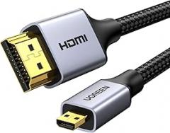 UGREEN 4K Micro HDMI to HDMI Cable 3.3FT, Aluminum Shell Braided 18Gbps 4K 60Hz HDR 3D ARC Compatible with GoPro Hero 7 6 5 Raspberry Pi 5 Portable Monitor Camera Nikon Yoga 3 Pro