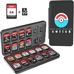 PURBHE Switch Game Case for Nintendo Switch 1 & 2 Card, Portable Nintendo Switch Game Holder with 24 Cartridge Slots and 24 Micro SD Card Slots,Accessories for Nintendo 1 and 2 Switch (Black)