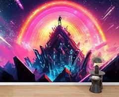 Wall Mural Peel & Stick 80s Electronic Music Self-Adhesive Wallpaper Removable Wall Decal Wall Sticker Home Decor for Living Room Bedroom 69