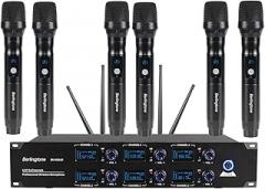 Berlingtone) 6-Channel UHF Wireless Microphone System Cordless Mic with Metal Handheld, Fixed Frequency Channel, Dynamic Microphone for Karaoke, Church, Singing, DJ, 262ft Range (BR-600UM)