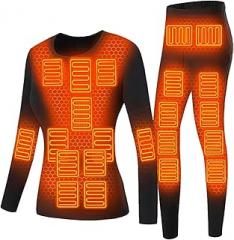 LIUHD 22 Zone Women Winter Electric Heated Underwear Set,USB Powered Full Body Heating Thermal Shirt Pants