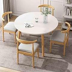 Coffee Kitchen Dining Table Set for 4, Office Reception Room Club Table and Chair Set, Small Simple Office Table Round Table and Chair Set, Save Space(White)