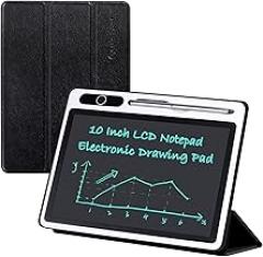 10 inch LCD Writing Tablet Electronic Writing Notebook with PU Protective Cover Erasable Drawing Pad Gift for Adults at Home Business Office(Black