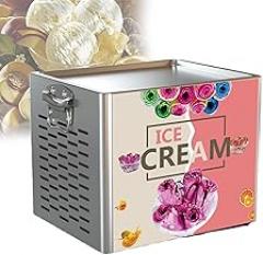 Stir-Fried Ice Cream Roll Machine with Single Square Pan and 2 Scrapers, Commercial Stainless Steel Stir-Fried Ice Cream Roll Maker