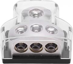 Zinc Alloy Distribution Block for Car Audio Power and Ground Cable Splitter, 1 in 3 Out Design for Circuit Protection, Connects Up to 3 Amplifiers to Single Power Source