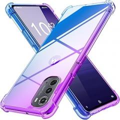 case for Motorola Moto Edge 2022 [Gradient] Clear Soft TPU Non-Slip Non-Yellowing Soft Edge Cover for Moto Edge 2022,Purple/Blue,MUS-HCJB-72-02