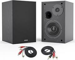 BESTISAN 4 Inch Powered Bookshelf Speakers with Deep Bass, Bluetooth 5.0 Studio Monitor Speakers, 2.0 Neared Field Audio Speakers with 2 RCA Line Input, Set of 2 Black-New Model