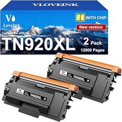 TN920XL TN920 Toner Cartridge Compatible for Brother TN920XL TN920 TN920UXXL TN920XXL Work with Brother HL-L6210DW MFC-L5915DW HL-L6210DWT HL-L5210DWT MFC-L5710DW Printer (2 Pack, with Chip)