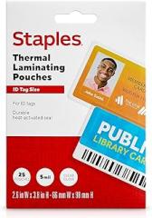 Staples ID Tag Size Thermal Laminating Pouches 5 Mil 25 Pack