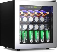 Kismile 50 Can Beverage Refrigerator Cooler 1.3 Cu.Ft Mini Fridge for 12 Bottle,Drink Fridge with Quiet Compressor,LED Light,Electronic Temperature Control for Home/Bar/Office 40-61℉,Silver