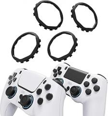 Redesigned Octagonal Gated Sticks Accent Rings for eXtremeRate Luna Shell for PS5 Controller, Replacement Accessory for eXtremeRate Ghost Shell for PS4 Controller - Not for Standard Faceplate - Black