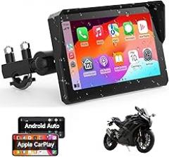 7-Inch Wireless Motorcycle Carplay GPS Navigation System with Apple Carplay and Android Auto, Portable Moto Car Play Screen, Navigation, Siri, Google Assistant.