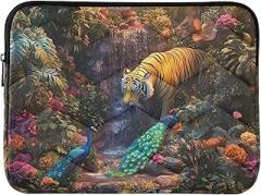 Laptop Case Jungle Scene with Tigers Portable Protective Case Portable Electronic Device Cover, 15-15.6 Inch