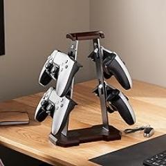 Gaming Controller Holder Wood Headphone Stand for Desk (Wood color1)
