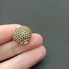 14mm Gold Plated Pave Coin Loose Beads Jewelry Making - Hypoallergenic Alloy Beads Wear Special Occasions(04,1)